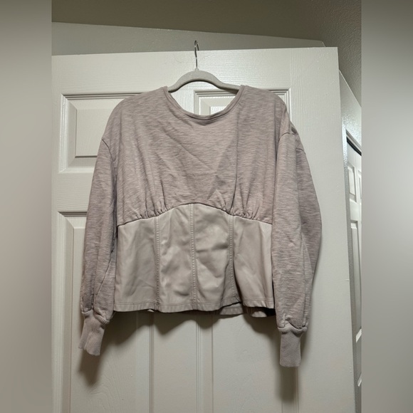 Anthropologie Women’s Pilcro Faux Leather Corset Sweater - Picture 5 of 15